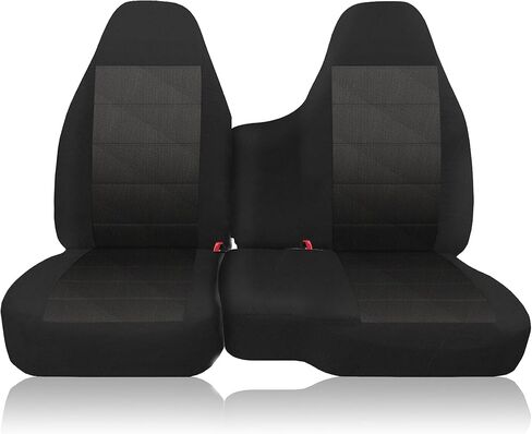 Custom Fit Knitted Fabric Front Split Bench Seat Cover for Chevy Colorado/GMC Canyon Pickup 2004-2012, No Armrest, Airmesh Breathable Design with Soft Foam Lining - Black in Saudi Arabia