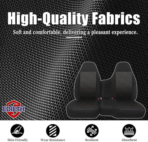 Custom Fit Knitted Fabric Front Split Bench Seat Cover for Chevy Colorado/GMC Canyon Pickup 2004-2012, No Armrest, Airmesh Breathable Design with Soft Foam Lining - Black in Saudi Arabia
