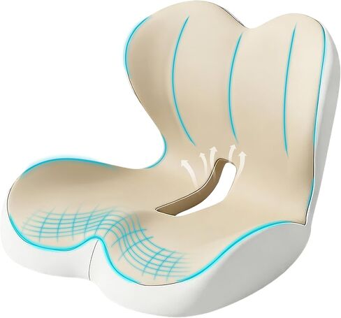 Seat Cushion for Office Chair and Car, Lumbar Support Pillow for Office Chair, Memory Foam Ergonomic Seat Cushion for Long Sitting, Back & Tailbone Pain, Sciatica - Pink & Gray in Saudi Arabia
