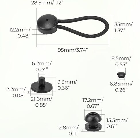 10pcs Black Bungee Shock Cord Clip with Knobs, Pull Tie Down Tarp Canvas Knobs, Heavy Duty Elastic Cord Fastener Clips for Camping Tents Cargo Pool Tarps Canopy Boat Marine Truck RV Trailer Accessory in Kuwait