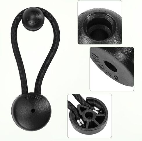 10pcs Black Bungee Shock Cord Clip with Knobs, Pull Tie Down Tarp Canvas Knobs, Heavy Duty Elastic Cord Fastener Clips for Camping Tents Cargo Pool Tarps Canopy Boat Marine Truck RV Trailer Accessory in Kuwait