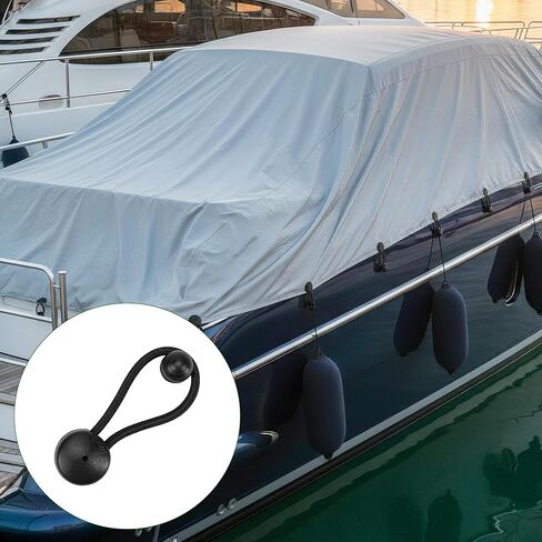 10pcs Black Bungee Shock Cord Clip with Knobs, Pull Tie Down Tarp Canvas Knobs, Heavy Duty Elastic Cord Fastener Clips for Camping Tents Cargo Pool Tarps Canopy Boat Marine Truck RV Trailer Accessory in Kuwait