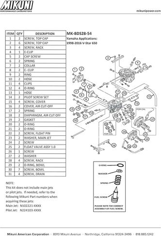 Mikuni Carburetor Rebuild Kit for Yamaha Motorcycles in Kuwait