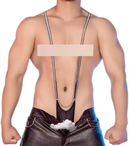 Men's Sexy One-piece Bulge Pouch Underwear Adjustable Suspender Shoulder Strap Jockstrap Sissy Thong Gay Lingerie For Men,Exotic G Strings Thongs Bachelor Party Outfits Black in Kuwait