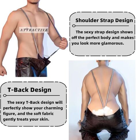 Men's Sexy One-piece Bulge Pouch Underwear Adjustable Suspender Shoulder Strap Jockstrap Sissy Thong Gay Lingerie For Men,Exotic G Strings Thongs Bachelor Party Outfits Black in Kuwait