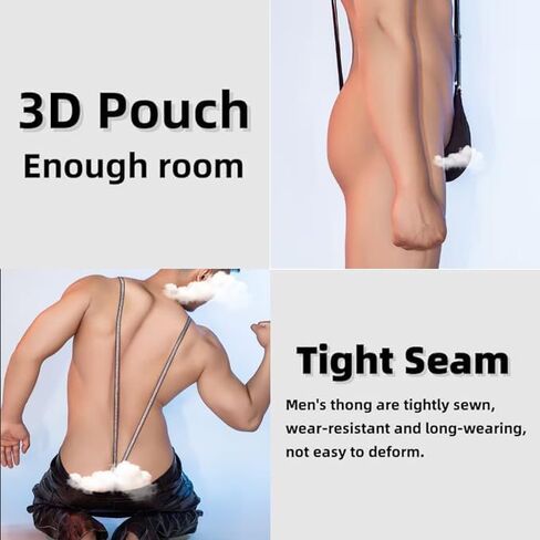 Men's Sexy One-piece Bulge Pouch Underwear Adjustable Suspender Shoulder Strap Jockstrap Sissy Thong Gay Lingerie For Men,Exotic G Strings Thongs Bachelor Party Outfits Black in Kuwait