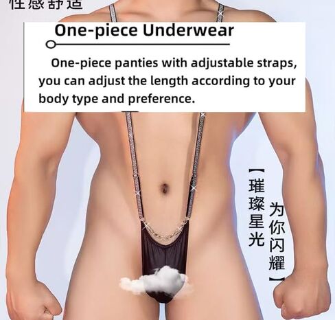 Men's Sexy One-piece Bulge Pouch Underwear Adjustable Suspender Shoulder Strap Jockstrap Sissy Thong Gay Lingerie For Men,Exotic G Strings Thongs Bachelor Party Outfits Black in Kuwait