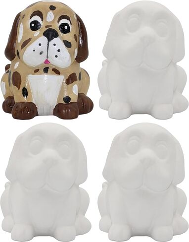 Creative Hobbies 4 Pack of Ready to Paint Ceramic Bisque Sugar Skull Shape Figurines - Includes Paint, Brushes and How to Guide | Sugar Skull in Kuwait