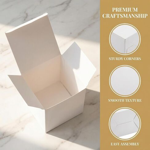 Jucoan 100 Pack White Paper Gift Boxes with Lids, 4 x 4 x 4 Inch Gift Wrapping Box Party Favor Box Goodies Treat Boxes Candy Box for Thanksgiving Day Christmas Wedding, Bridesmaids Proposal, Birthday, Baby Shower in Kuwait
