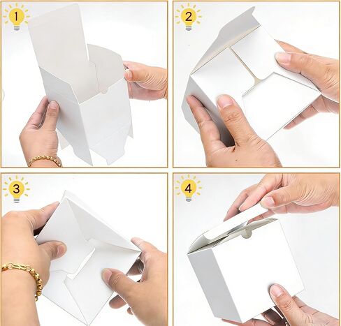 Jucoan 100 Pack White Paper Gift Boxes with Lids, 4 x 4 x 4 Inch Gift Wrapping Box Party Favor Box Goodies Treat Boxes Candy Box for Thanksgiving Day Christmas Wedding, Bridesmaids Proposal, Birthday, Baby Shower in Kuwait