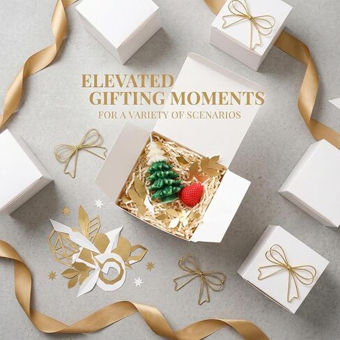 Jucoan 100 Pack White Paper Gift Boxes with Lids, 4 x 4 x 4 Inch Gift Wrapping Box Party Favor Box Goodies Treat Boxes Candy Box for Thanksgiving Day Christmas Wedding, Bridesmaids Proposal, Birthday, Baby Shower in Kuwait