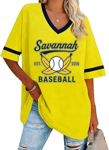 Baseball Shirts for Women Oversized Baseball V Neck Team Tshirt Game Day Fan Casual Short Sleeve Top in Kuwait