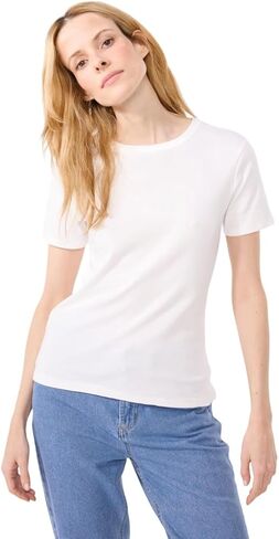 Petit Bateau Women's Iconic Plain White Short-Sleeved Rib Knit T-Shirt Sizes XXS-XL in Kuwait