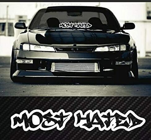 Most Hated Car Sticker Decal, Truck, Windshield Banner Sticker, 20 x 4 inches - Solid B/W Vinyl in Saudi Arabia
