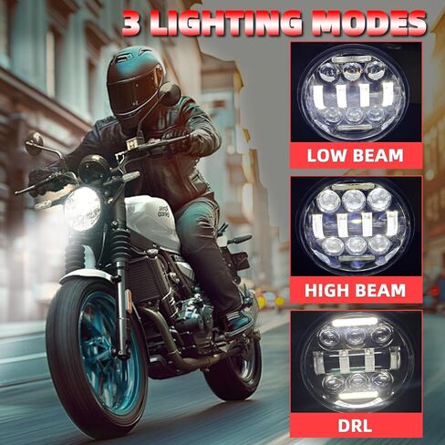 Fit for Honda Shadow ACE Sabre Spirit VLX 600 750 1100 GL 1800 Headlights,5.75 Inch Round Headlamp Assembly with DRL Turn Signal High-Low Beam,600% Brighter,DOT Approved,Plug N Play in Kuwait