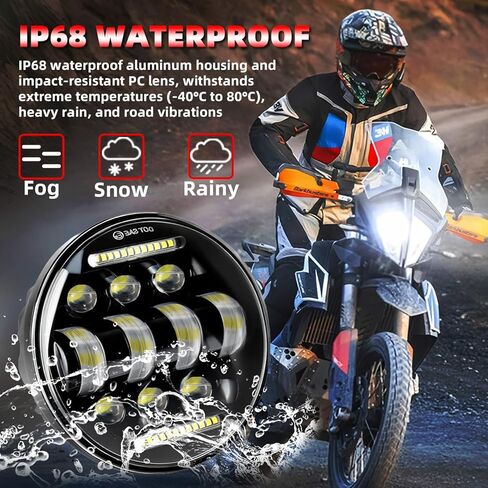 Fit for Honda Shadow ACE Sabre Spirit VLX 600 750 1100 GL 1800 Headlights,5.75 Inch Round Headlamp Assembly with DRL Turn Signal High-Low Beam,600% Brighter,DOT Approved,Plug N Play in Kuwait