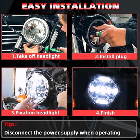 Fit for Honda Shadow ACE Sabre Spirit VLX 600 750 1100 GL 1800 Headlights,5.75 Inch Round Headlamp Assembly with DRL Turn Signal High-Low Beam,600% Brighter,DOT Approved,Plug N Play in Kuwait