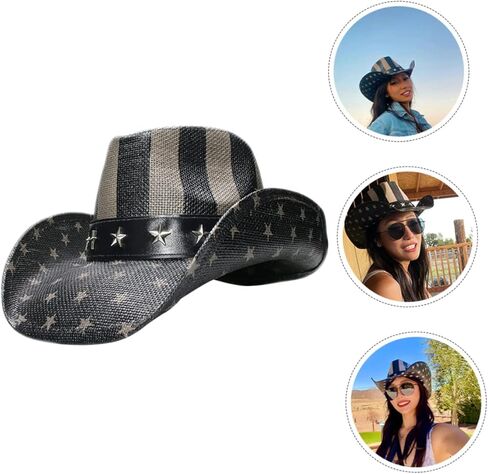 Vintage Western Style for Men Women Party Headwear Lightweight Durable Cowboy Hat for Outdoor Adventures Unique Fun Design for National Day Celebrations Black in Saudi Arabia