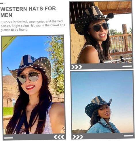 Vintage Western Style for Men Women Party Headwear Lightweight Durable Cowboy Hat for Outdoor Adventures Unique Fun Design for National Day Celebrations Black in Saudi Arabia