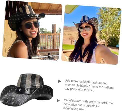 Vintage Western Style for Men Women Party Headwear Lightweight Durable Cowboy Hat for Outdoor Adventures Unique Fun Design for National Day Celebrations Black in Saudi Arabia