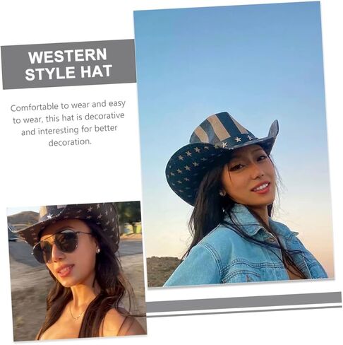 Vintage Western Style for Men Women Party Headwear Lightweight Durable Cowboy Hat for Outdoor Adventures Unique Fun Design for National Day Celebrations Black in Saudi Arabia