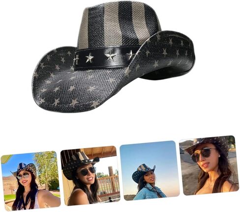 Vintage Western Style for Men Women Party Headwear Lightweight Durable Cowboy Hat for Outdoor Adventures Unique Fun Design for National Day Celebrations Black in Saudi Arabia