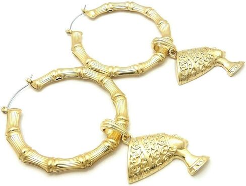 أزياء المرأة نفرتيتي مطلية بالذهب المتدلية Pincatch هوب الخيزران الاقراط in Kuwait