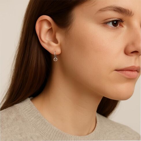 AeraVida Sterling Silver Crystal Dangle Hoop Earrings for Women | Lightweight Small Endless Hoops with 6mm Clear Prism Drop | 19mm Long Hypoallergenic Mirror Finish Jewelry Gift for Minimalist Style in Saudi Arabia