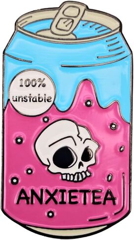 دبوس المينا، دبوس طية صدر السترة غير المستقر، شارة علبة المشروبات، بروش الصحة العقلية المرحة هدية لمحبي المشروبات والأصدقاء والعائلة والمراهقين دبوس ديكور يدوي الصنع من القماش وحقيبة ظهر وإكسسوارات سترة in Kuwait