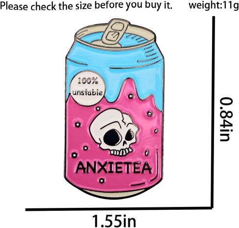 دبوس المينا، دبوس طية صدر السترة غير المستقر، شارة علبة المشروبات، بروش الصحة العقلية المرحة هدية لمحبي المشروبات والأصدقاء والعائلة والمراهقين دبوس ديكور يدوي الصنع من القماش وحقيبة ظهر وإكسسوارات سترة in Kuwait