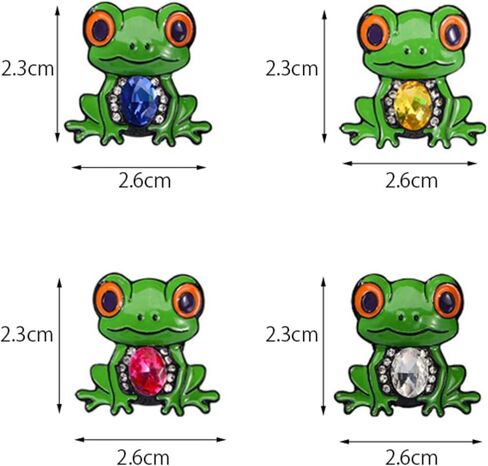 4 Pack Cute Frog Brooch with Gemstone, Vintage Metal Enamel Cartoon Badge for Women, Waist Buckle Pin for Jackets, Bags, Hats in Kuwait