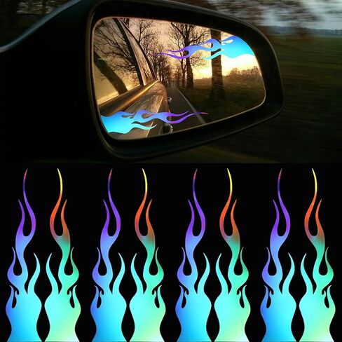 8 Pcs Flame Reflective Stickers, 5.9" X 1.2" Flame Car Decals for Motorcycles Helmet Bike Skateboard Racing Cars Laptop DIY Decoration in Kuwait