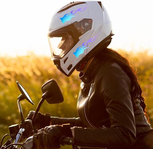 8 Pcs Flame Reflective Stickers, 5.9" X 1.2" Flame Car Decals for Motorcycles Helmet Bike Skateboard Racing Cars Laptop DIY Decoration in Kuwait