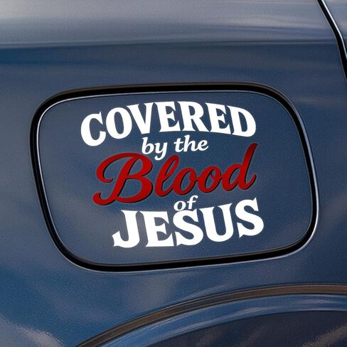 Premium Covered by The Blood of Jesus Car Decal – Christian Faith Vinyl Sticker, Inspirational Religious Quote Gift for Car, Truck, Laptop, or Window – Durable Weatherproof Bumper Design 6x6 inches in Saudi Arabia
