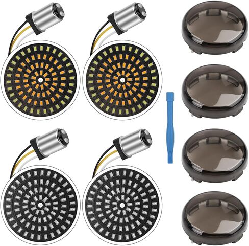 1157 LED Turn Signals Brake Light Kit 2" Bullet Fit Harley Touring Street Glide Road Glide Dyna Softail Sportster Iron 883 1986-2026, IP67 Smoked Lens, Switchback Front Rear No Hyper Flash in Kuwait
