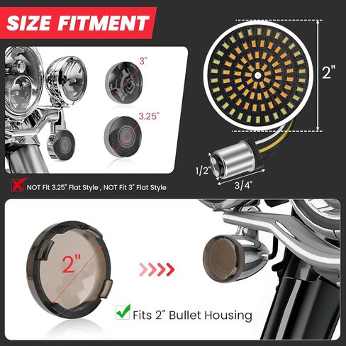 1157 LED Turn Signals Brake Light Kit 2" Bullet Fit Harley Touring Street Glide Road Glide Dyna Softail Sportster Iron 883 1986-2026, IP67 Smoked Lens, Switchback Front Rear No Hyper Flash in Kuwait