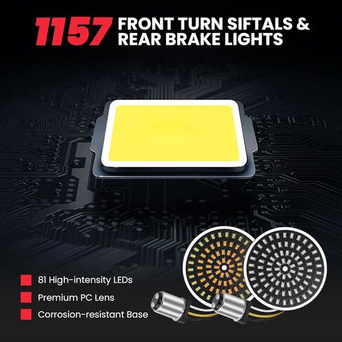 1157 LED Turn Signals Brake Light Kit 2" Bullet Fit Harley Touring Street Glide Road Glide Dyna Softail Sportster Iron 883 1986-2026, IP67 Smoked Lens, Switchback Front Rear No Hyper Flash in Kuwait