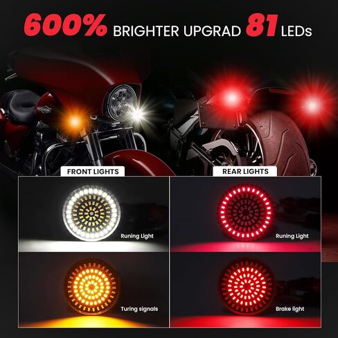 1157 LED Turn Signals Brake Light Kit 2" Bullet Fit Harley Touring Street Glide Road Glide Dyna Softail Sportster Iron 883 1986-2026, IP67 Smoked Lens, Switchback Front Rear No Hyper Flash in Kuwait