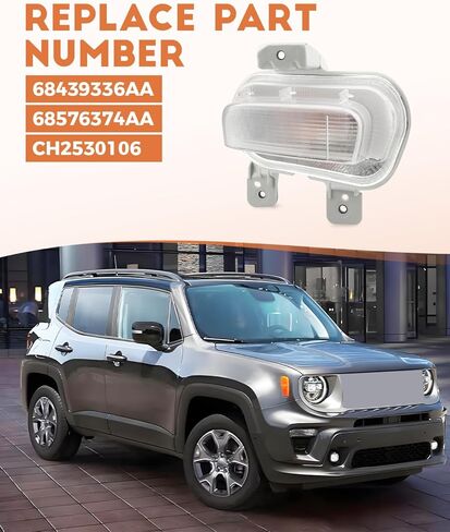مجموعة مصابيح إشارة الانعطاف على الجانب الأيمن تناسب Jeep Renegade 2019-2023، مجموعة مصابيح الضباب جانب الركاب، استبدال CH2531106 68439334AA 68576888AA in Kuwait