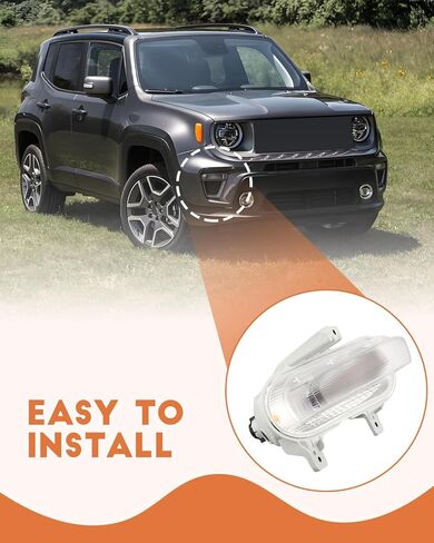 مجموعة مصابيح إشارة الانعطاف على الجانب الأيمن تناسب Jeep Renegade 2019-2023، مجموعة مصابيح الضباب جانب الركاب، استبدال CH2531106 68439334AA 68576888AA in Kuwait