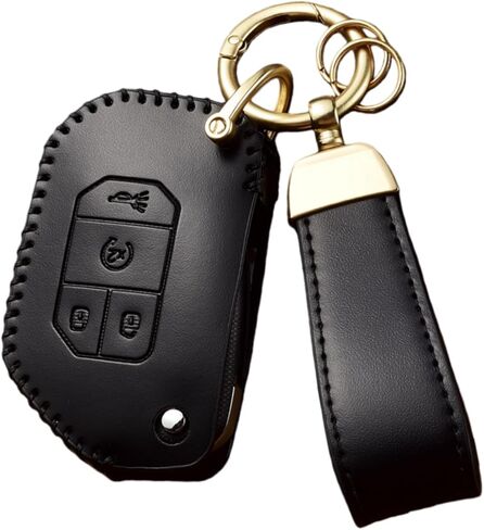 Key Fob Cover Compatible with 2018-2025 Jeep Wrangler JL JLU Rubicon Gladiator Sahara, Soft Leather Key Cover Case in Saudi Arabia