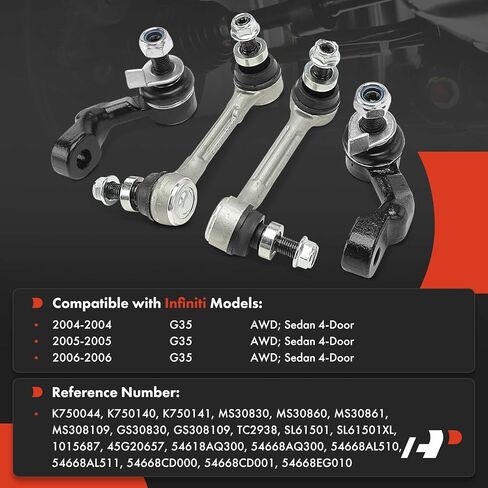 A-Premium Set of 4, Front & Rear Sway Bar Links Stabilizer Bar Links Kit, Compatible with Infiniti G35 2004 2005 2006, AWD in Saudi Arabia