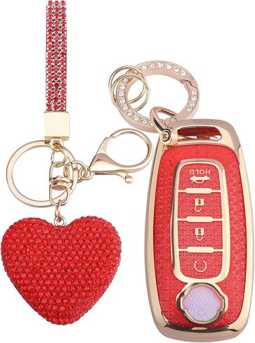 for Nissan 5 Buttons Key fob Cover with Diamond Heart Keychain, Car Accessories TPU for Altima Sentra Rogue Pathfinder Murano Armada Maxima Versa, Purple in Saudi Arabia