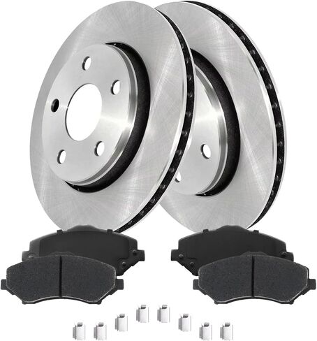 Front Brake Kit for 2007 2008 2009 2010 2011 2012 2013 2014 2015 2016 2017 Jeep Wrangler, 2018 Jeep Wrangler JK Brake Pads and Rotors, Ceramic Replacement [Front Brakes 11.89"] in Kuwait