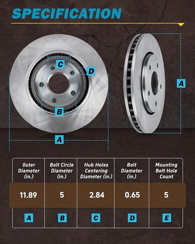 Front Brake Kit for 2007 2008 2009 2010 2011 2012 2013 2014 2015 2016 2017 Jeep Wrangler, 2018 Jeep Wrangler JK Brake Pads and Rotors, Ceramic Replacement [Front Brakes 11.89"] in Kuwait