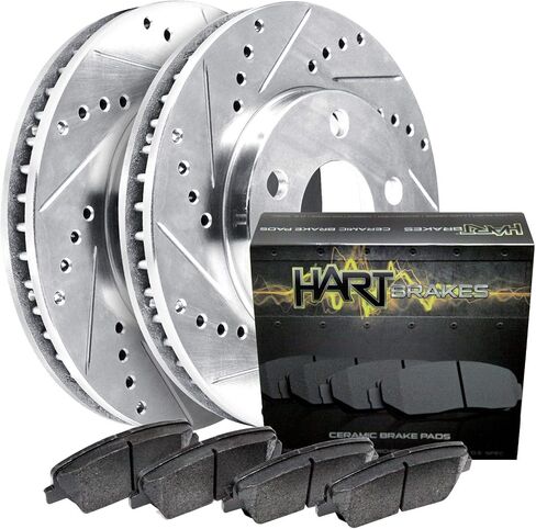 Hart Brakes Front Brakes and Rotors Kit |Front Brake Pads| Brake Rotors and Pads| Ceramic Brake Pads and Rotors |fits 1986-1993 Ford Bronco, 1986-1993 Ford F-150 in Kuwait