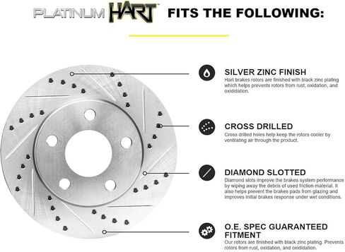 Hart Brakes Front Brakes and Rotors Kit |Front Brake Pads| Brake Rotors and Pads| Ceramic Brake Pads and Rotors |fits 1986-1993 Ford Bronco, 1986-1993 Ford F-150 in Kuwait