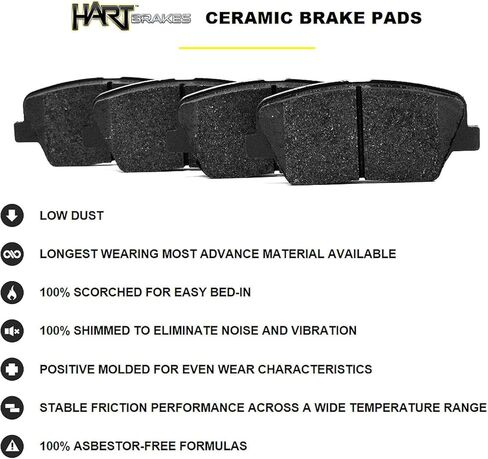 Hart Brakes Front Brakes and Rotors Kit |Front Brake Pads| Brake Rotors and Pads| Ceramic Brake Pads and Rotors |fits 1986-1993 Ford Bronco, 1986-1993 Ford F-150 in Kuwait