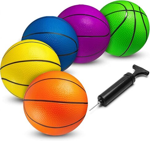 Bedwina Mini Basketball - 6 Inch, (Pack of 5) - Mini Hoop Outdoor Basketball Set & Indoor, Bright & Colorful Small Balls for Basketball Hoops & Pool Basketball Parties - Kids Basketball Party Favors in Kuwait