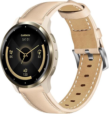 فرقة ساعة جلدية 18 ملم متوافقة مع Garmin Venu 3S/Venu 2S/Vivoactive 4S/Vivomove 3S/Forerunner 265S/Forerunner 255s ، حزام صغير من الجلد الناعم المعصم للنساء الرجال in Kuwait
